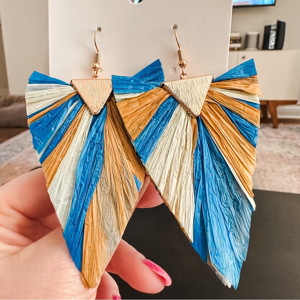 Blue & Gold Statement Earrings